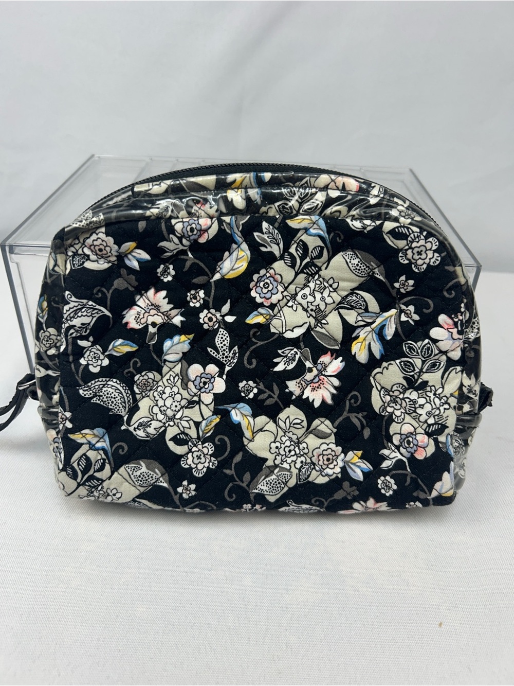 Vera Bradley Black Floral Quilted Cosmetic Case